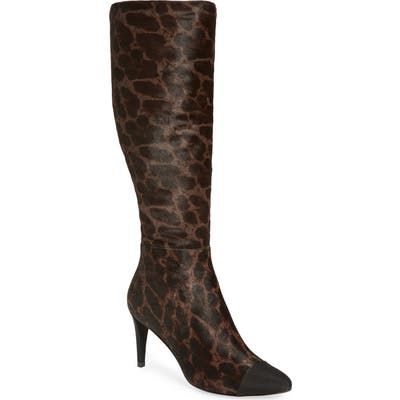 Karl Lagerfeld Paris Marcy Genuine Calf Hair Knee High Boot- Brown
