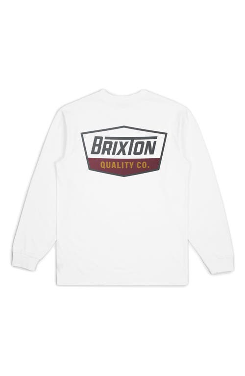 Shop Brixton Regal Long Sleeve Graphic T-shirt In White/charcoal/mahogany