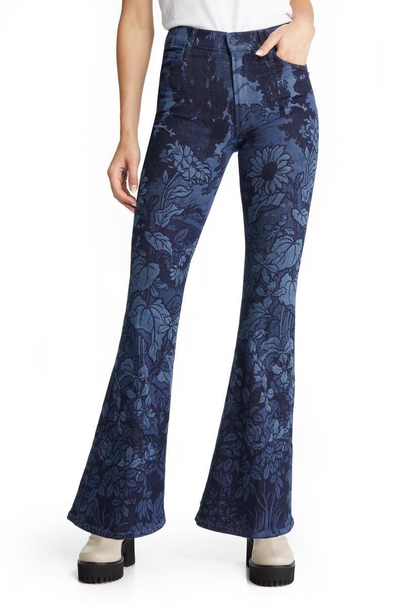Mother The Doozie Sneak Floral High Waist Flare Jeans Nordstrom Mother The Doozie Sneak Floral High Waist Flare Jeans Nordstrom