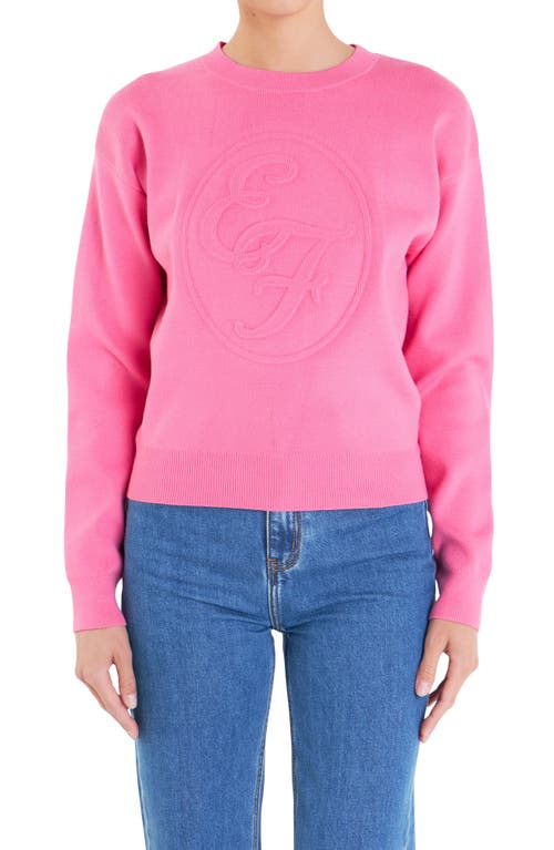 English Factory Sports Club Embossed Monogram Crewneck Sweater In Pink