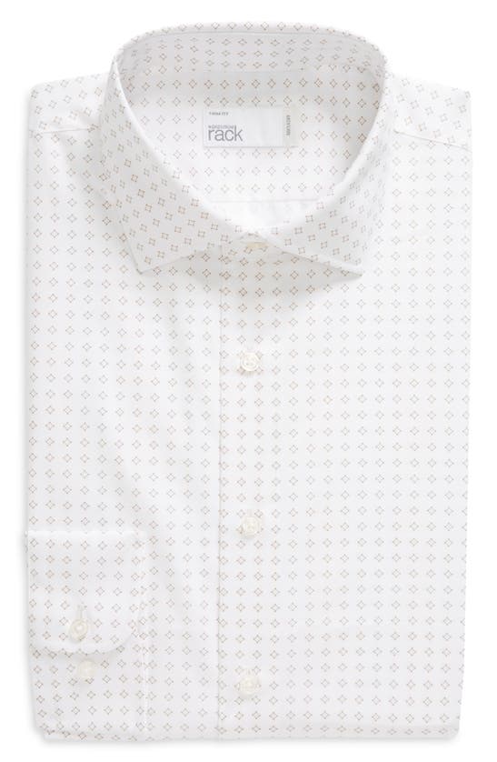 Nordstrom Rack Trim Fit Easy Care Dress Shirt In White- Pink Maud Geo