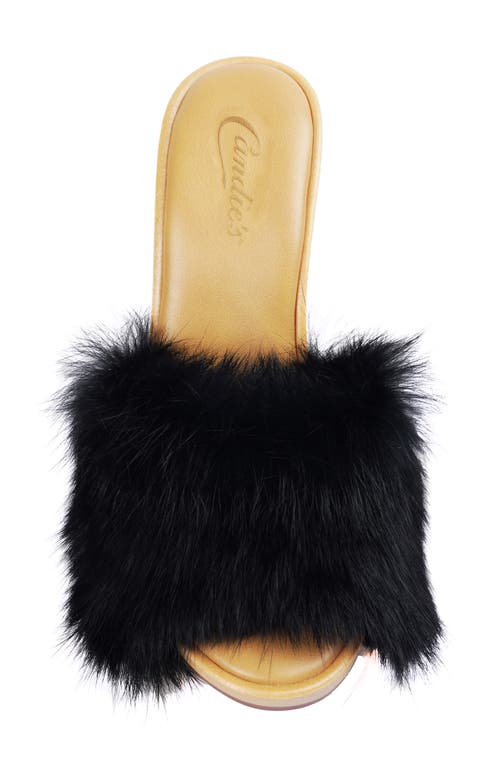 Shop Candies Candie's Celestine Faux Fur Side Sandal In Black