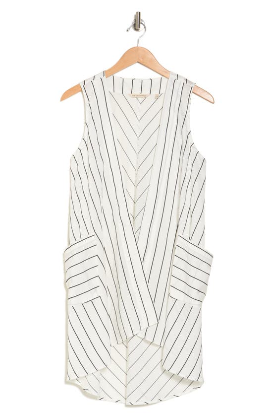 Patrizia Luca Pin Stripe Longline Vest In White