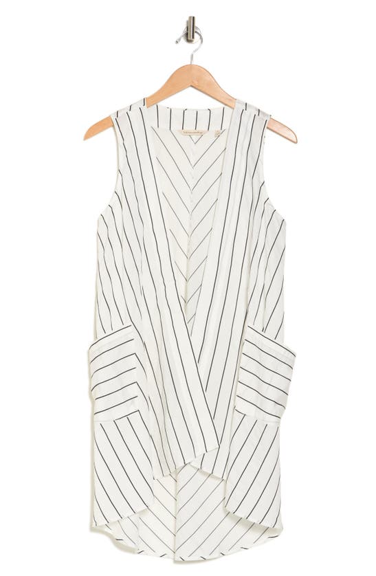 Patrizia Luca Pin Stripe Longline Vest In White