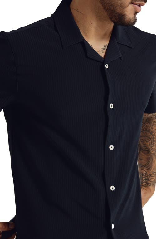 7 Diamonds Vance Textured Stretch Camp Shirt In Navy