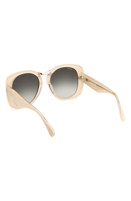 Shop Max Mara 55mm Round Sunglasses In Ivory/gradient Green