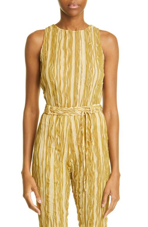 LAPOINTE Pleated Georgette Tank in Moss And Citron
