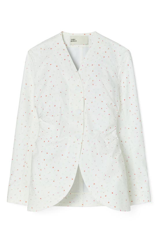 Tory Burch Floral Cotton Jacket In White Ditsy