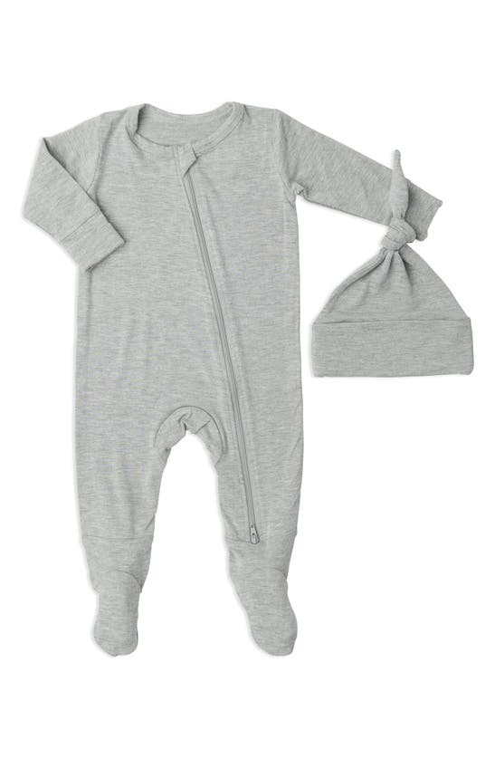 Baby Grey By Everly Grey Babies' Jersey Footie & Hat Set In Gray