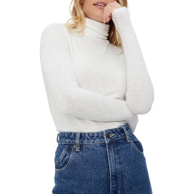 Michael Stars Jojo Side Ruched Turtleneck Sweater, Ivory