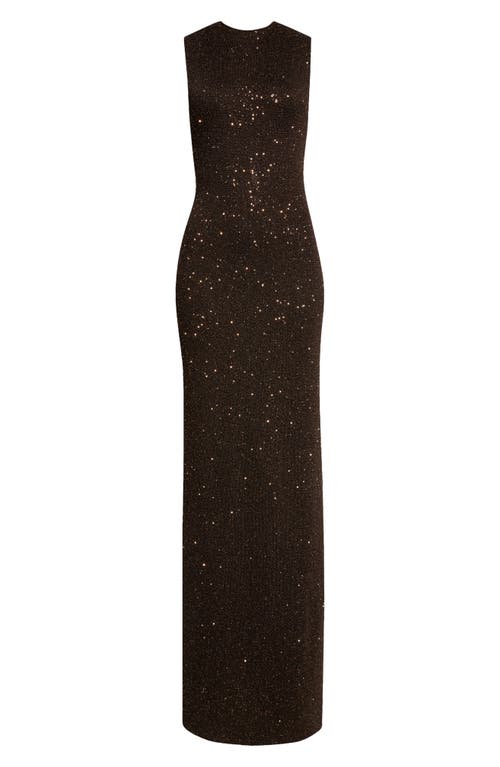 Lela Rose Sequin Embellished Column Gown In Chestnut