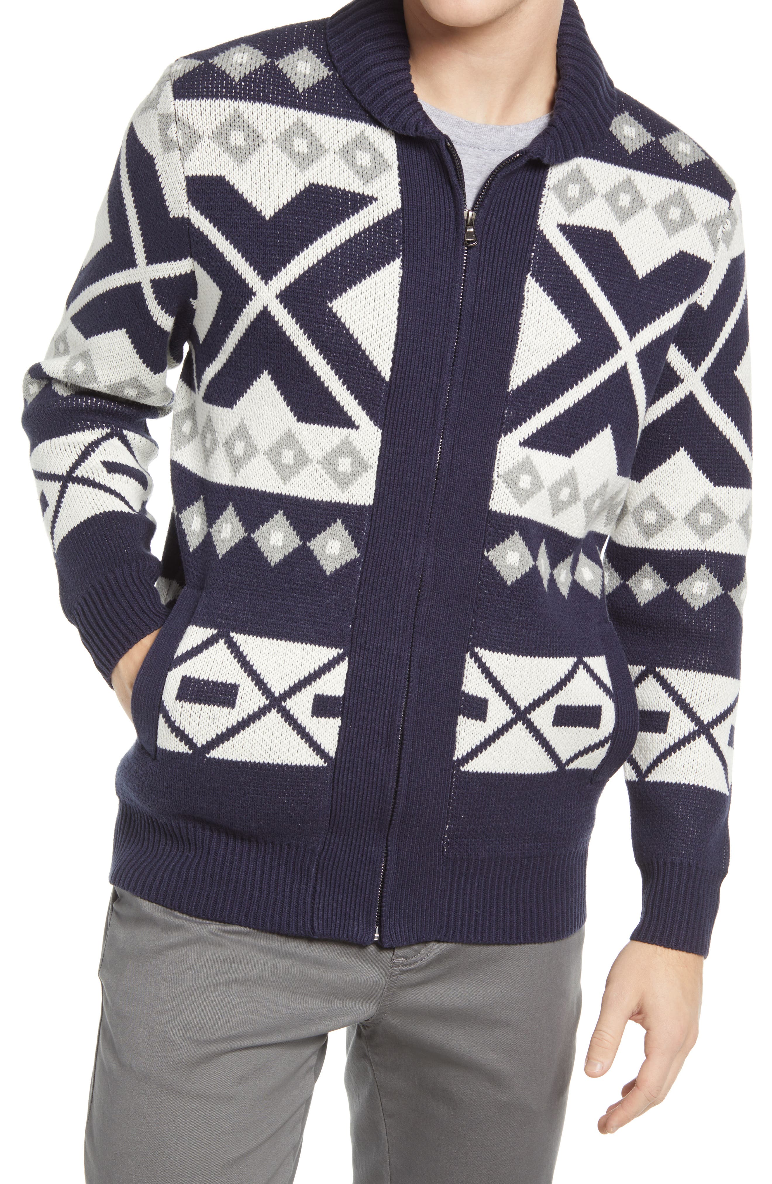 mens zip up cardigan