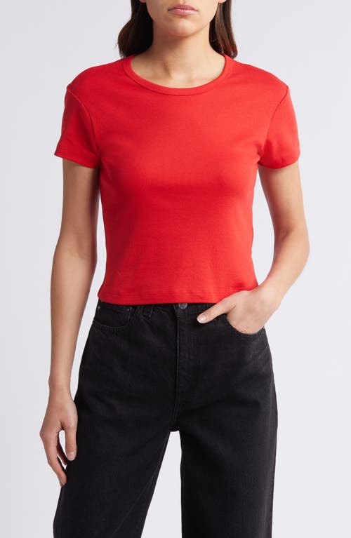 Allsaints Stevie Crop Cotton Rib T-shirt In Red