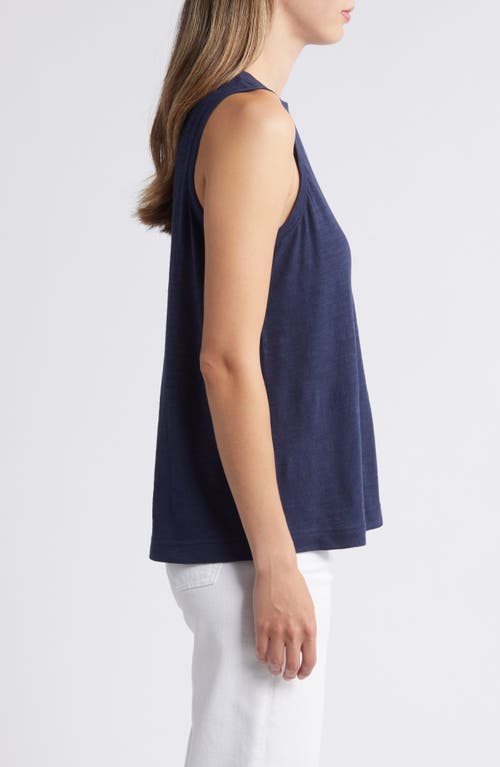 Shop Caslonr Caslon(r) Sleeveless Cotton Blend Crewneck T-shirt In Navy Blazer