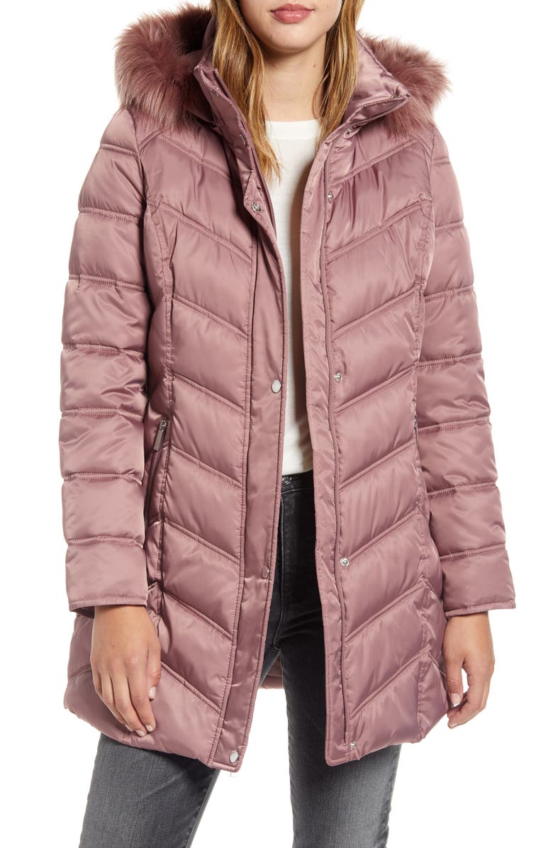 Image result for 5. Faux Fur Trim Puffer: