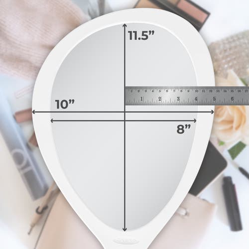 Zadro Xl Teardrop Handheld Mirror With Handle In White