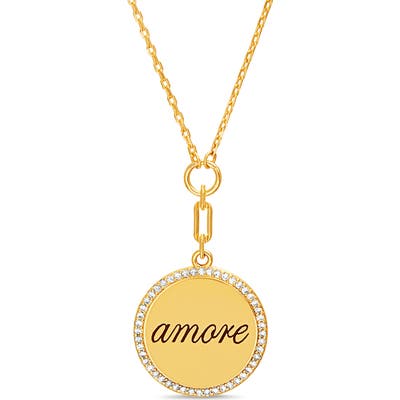 Lesa Michele Amore Pave Disc Pendant Necklace