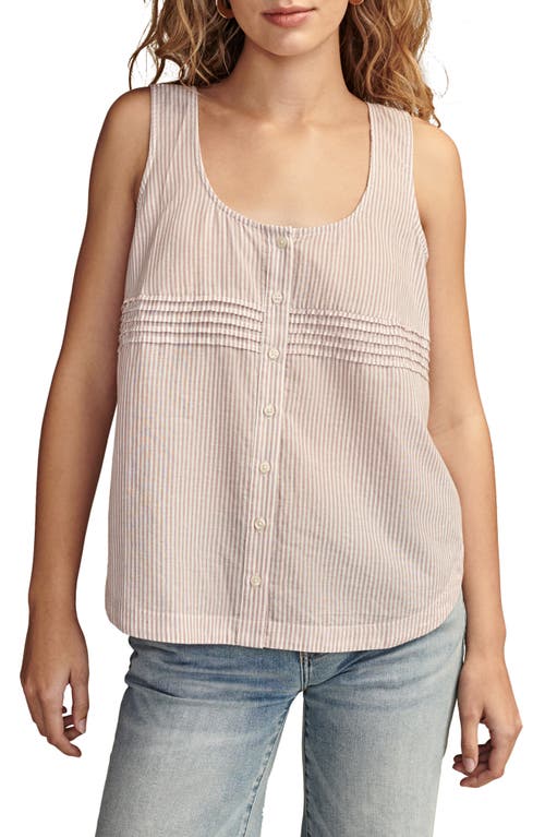 Lucky Brand Stripe Pintuck Pleat Sleeveless Top Dusty Orchid at Nordstrom,