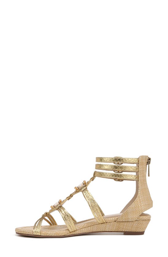 Shop Sam Edelman Danica Wedge Sandal In Gold/ Bleached Beechwood