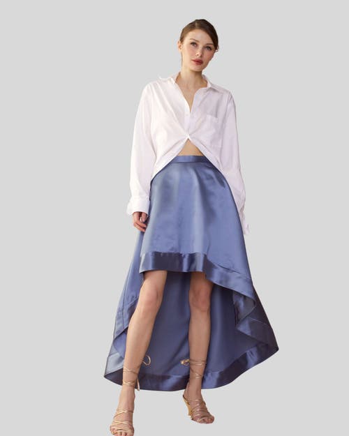 Cynthia Rowley High-low A-line Satin Maxi Skirt In Gray