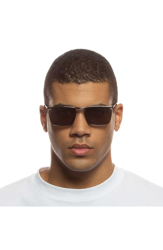 Le Specs Nemesis 57mm Square Sunglasses In Gunmetal / Khaki Mono ModeSens