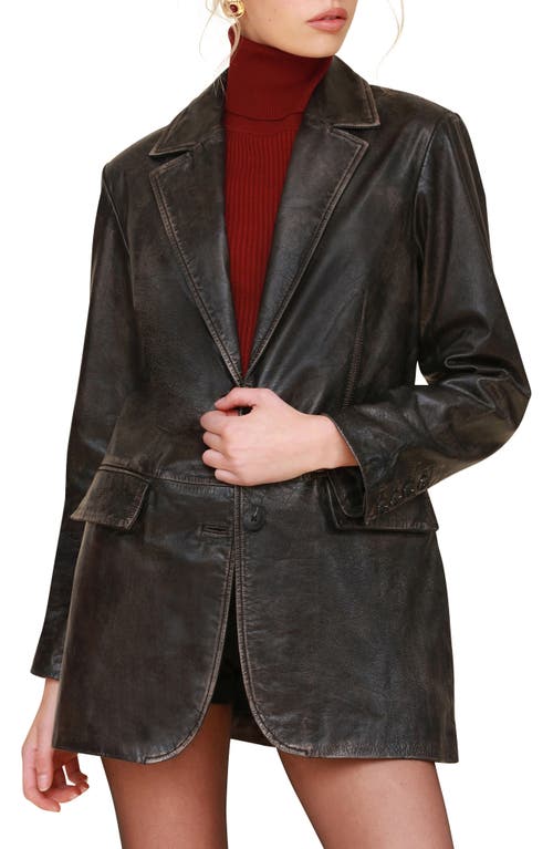 Shop Avec Les Filles Oversize Leather Blazer In Washed Black