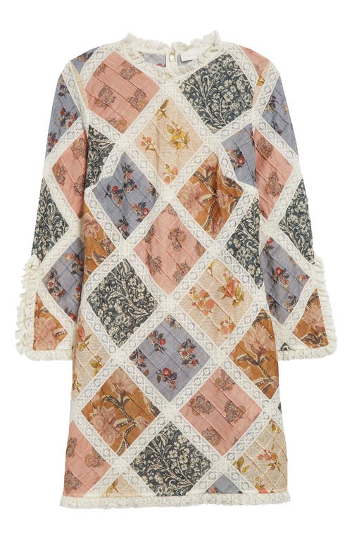 Zimmermann Multicolor Tallow Lace Trim Minidress In Spliced