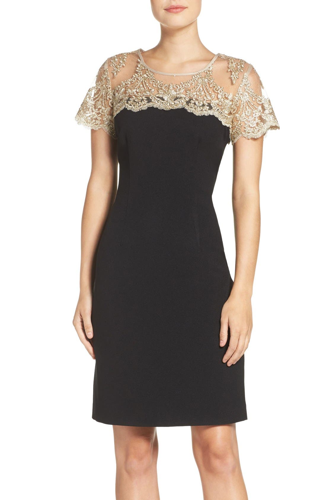 lace yoke sheath dress