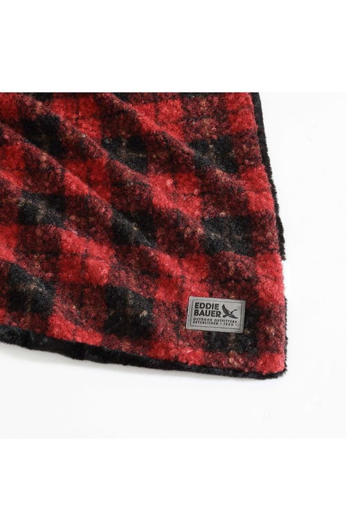 Eddie Bauer Capitol Hill Plaid Faux Fur Throw Blanket In Red