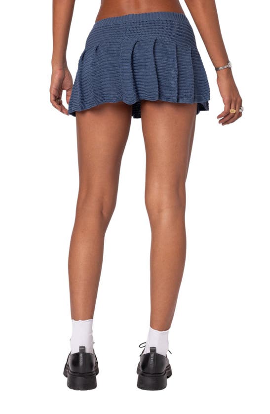 Edikted Kiera Pleated Knit Mini Skirt In Navy