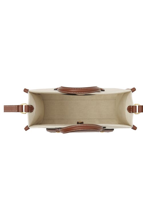 Burberry Mini Freya Tote Bag With Horseferry Print And Leather Accents In Natural/tan