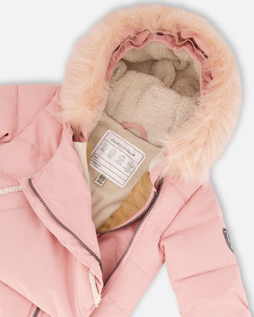 Shop Deux Par Deux Baby Girl's One Piece Baby Hooded Snowsuit Pink Designed For Car Seat In Bridal Rose