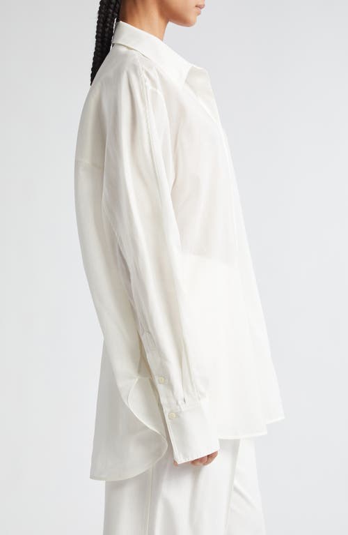 Totême Toteme Oversize Wide Sleeve Cotton Blend Button-up Shirt In White