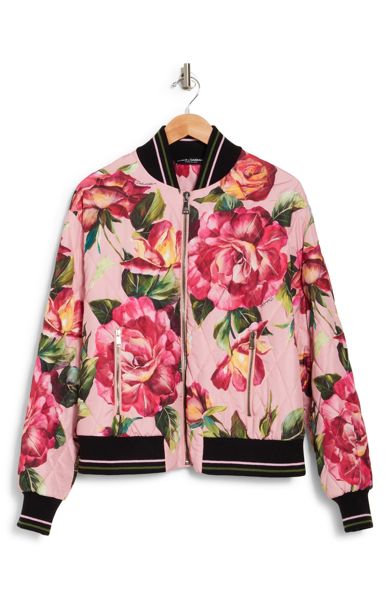 pink floral bomber jacket