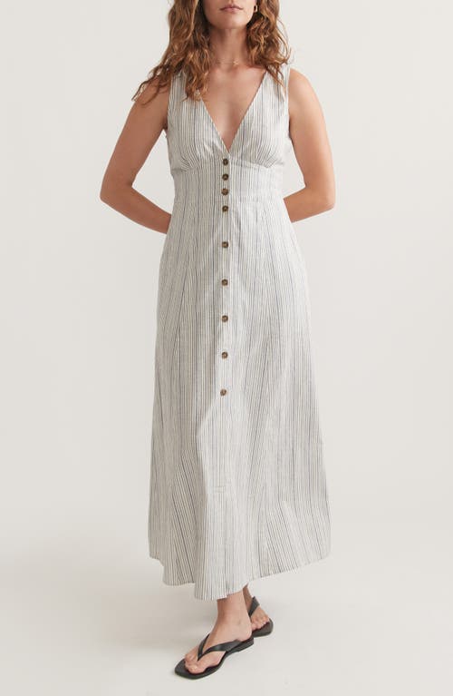 Camila Stripe Sleeveless Hemp Blend Maxi Dress in Denim/White Stripe