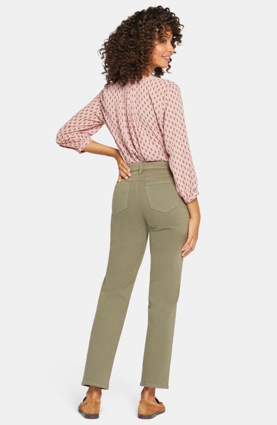 Nydj Relaxed Slender Womens Pocket Denim Straight Leg Jeans In Avocado