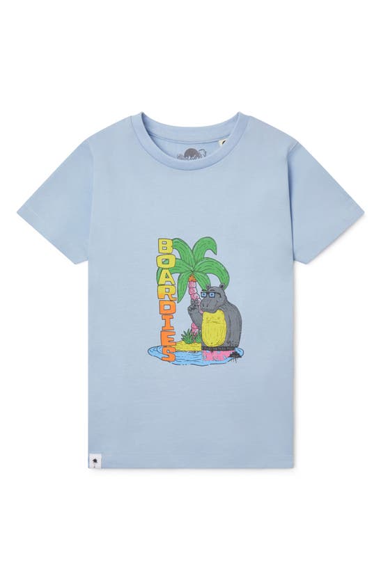 Shop Boardies Kids' Hippo Cotton Graphic Tee In Blue