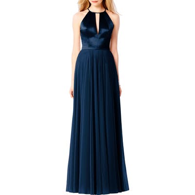After Six Satin & Chiffon Gown, Blue