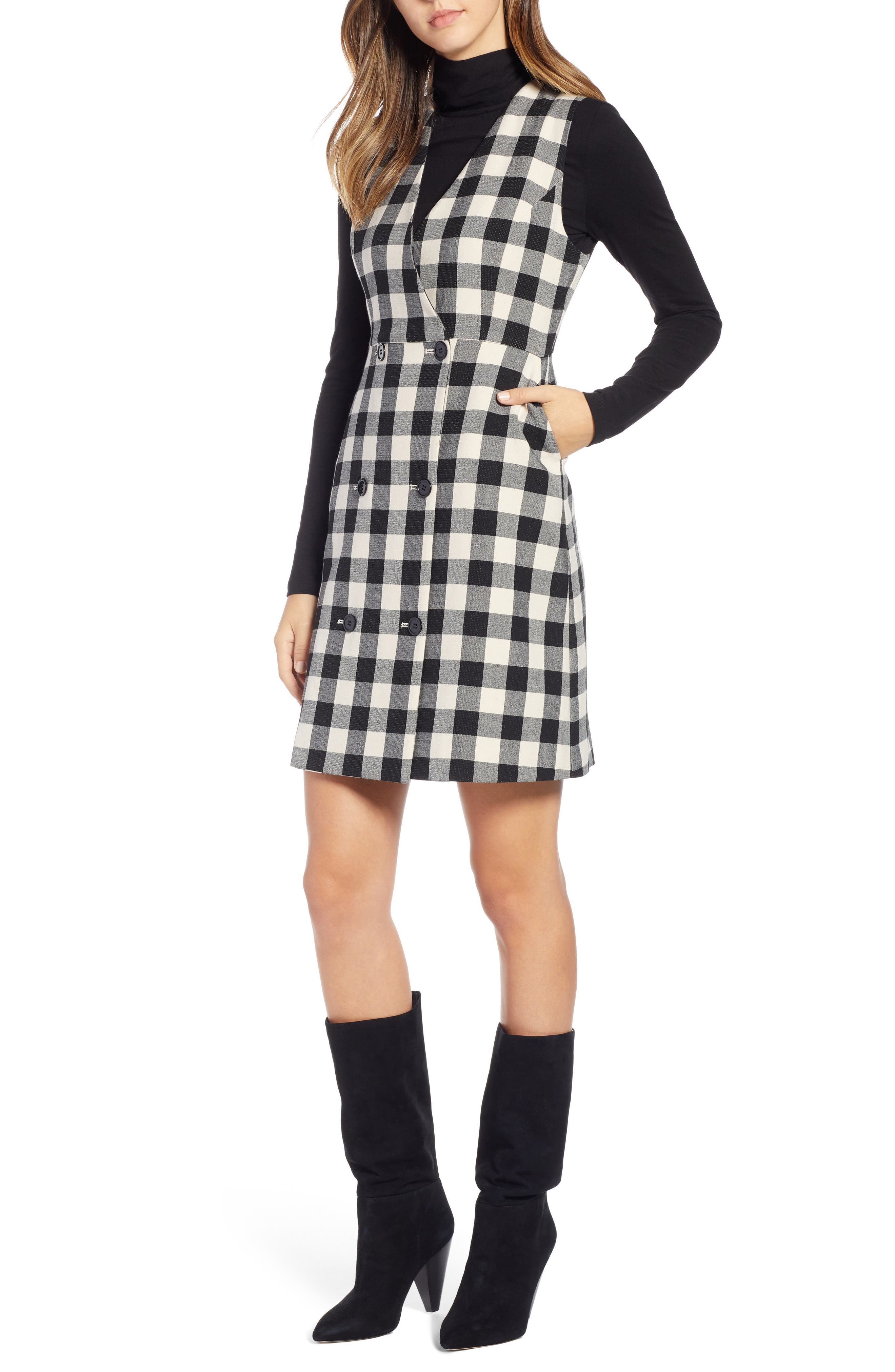 checkered pinafore