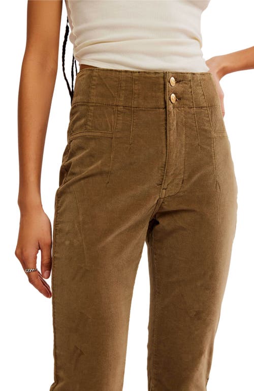 Shop Free People Jayde Seamed Corduroy Flare Pants In Fir Green