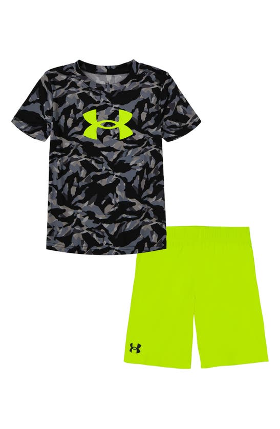 Shop Under Armour Kids' Camo Graphic T-shirt & Athletic Shorts Set In Black
