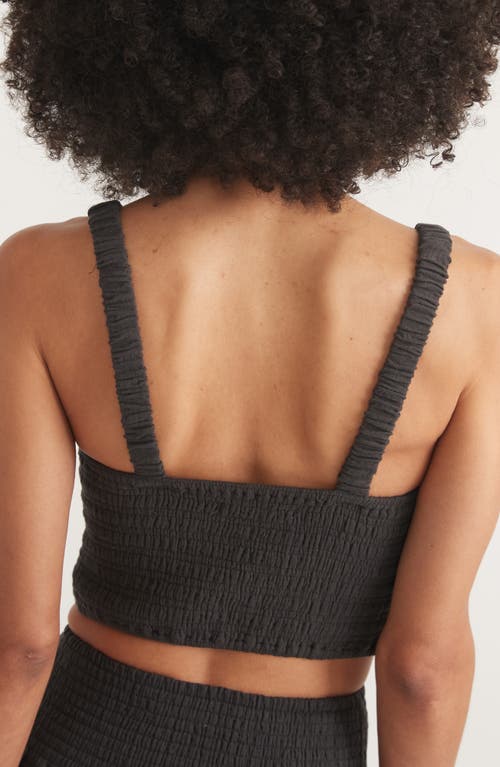 Shop Marine Layer Selene Smocked Crop Camisole In Black