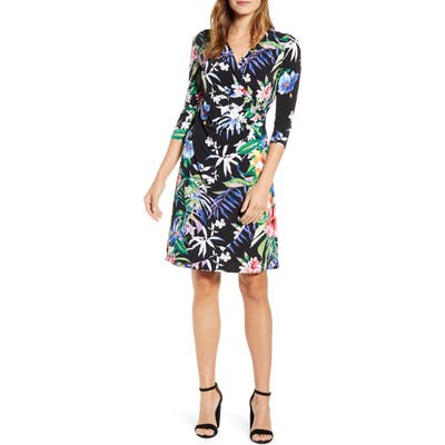 Tommy Bahama Hermosa Flora Faux Wrap Dress, Black