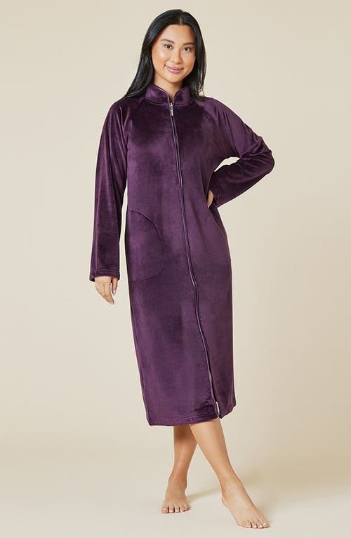 Softies Serenity Mandarin Collar Zip Robe In Fig