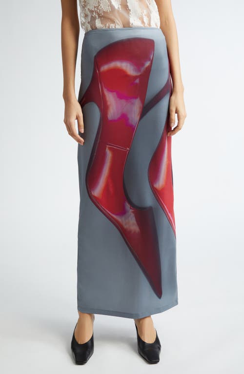 Acne Studios X Katerina Jebb Emay Maxi Skirt In Dark Grey/red