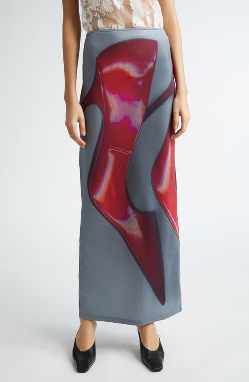 Shop Acne Studios X Katerina Jebb Emay Maxi Skirt In Dark Grey/red