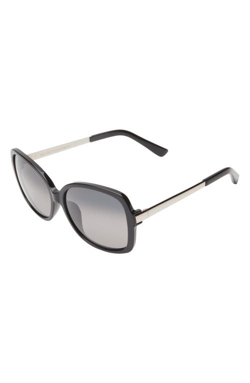Maui Jim 58mm Polarized Oval Sunglasses In Black Silver Grey