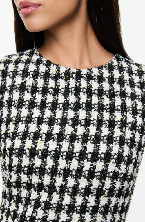 Shop Alice And Olivia Alice + Olivia Clyde Houndstooth Tweed Sheath Dress In Black/white