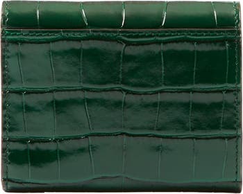 Embossed Leather TB Continental Wallet in Dark Viridian Green - Women