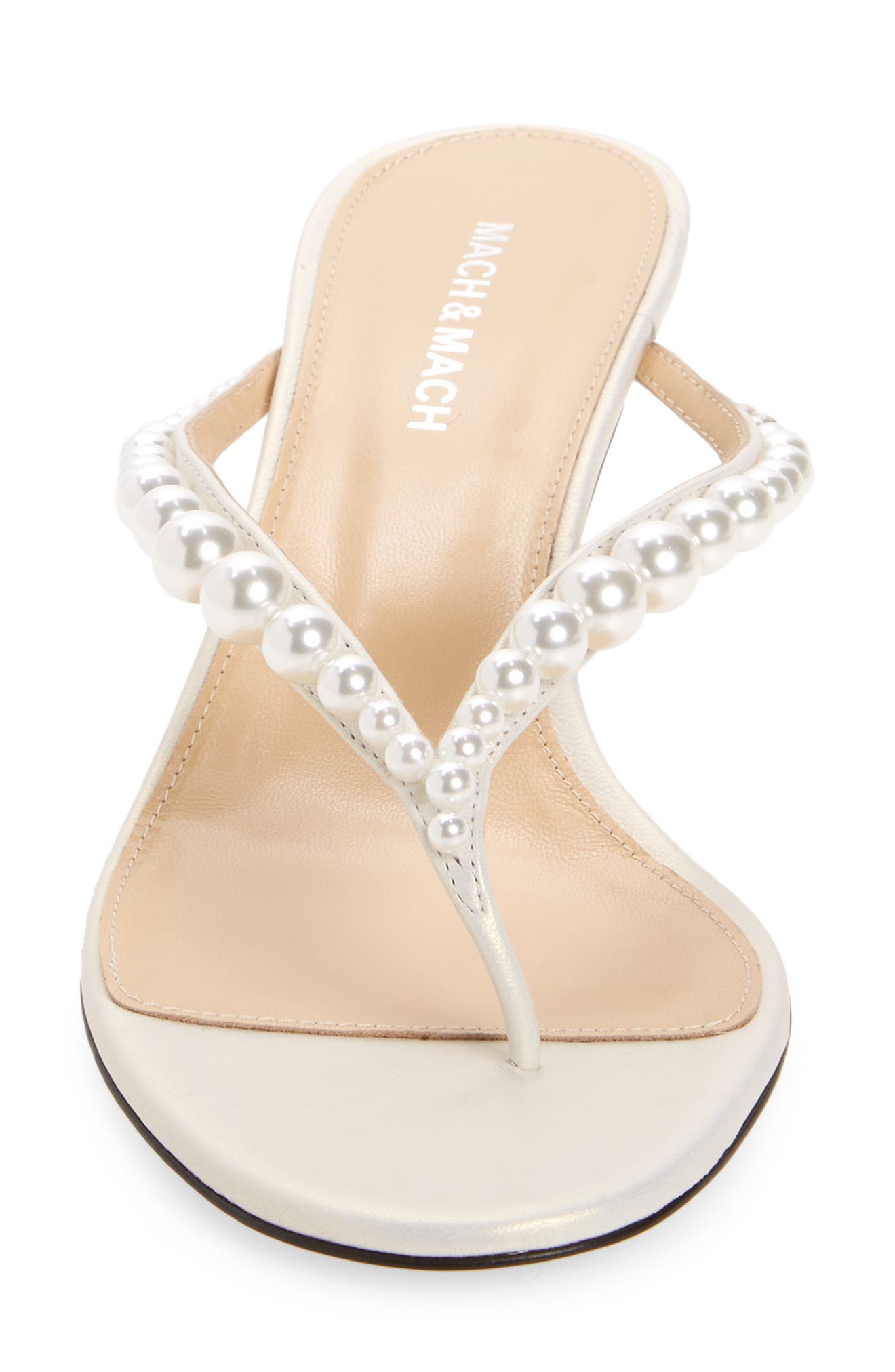Mach & Mach Sirene Imitation Pearl Embellished Kitten Heel Sandal